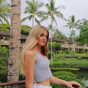 Blue and white striped crop top with zip up side💙
